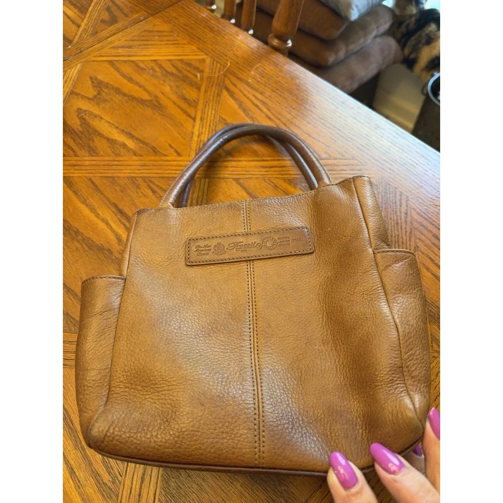 Vintage Fossil Caramel Brown Pebbled Leather Purse Shoulder Bag Crossbody #75082